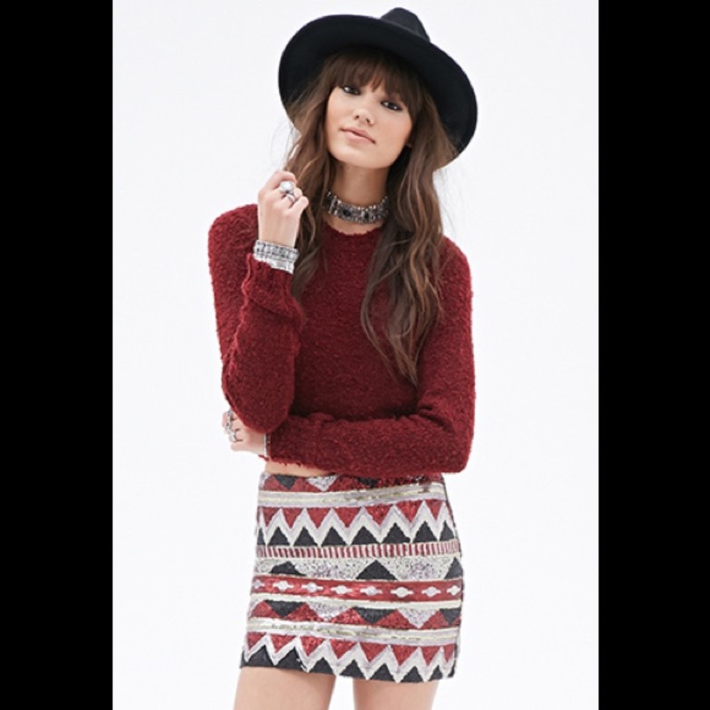 Forever 21 Tribal Sequin Skirt